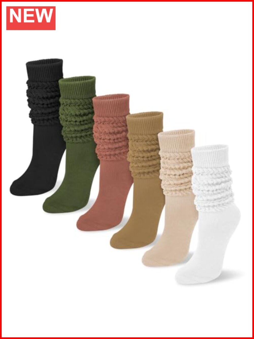 Slouchy Socks for Women Knee High Boot Socks 6 Pairs Polyester